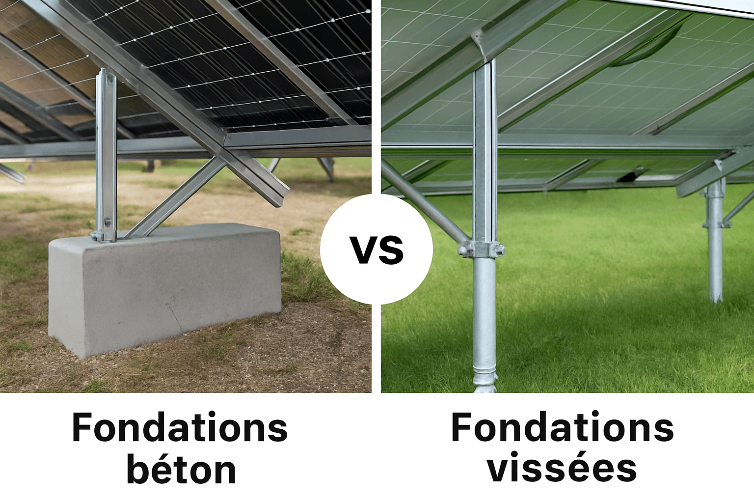 fondations béton vs vissées pour montage au sol